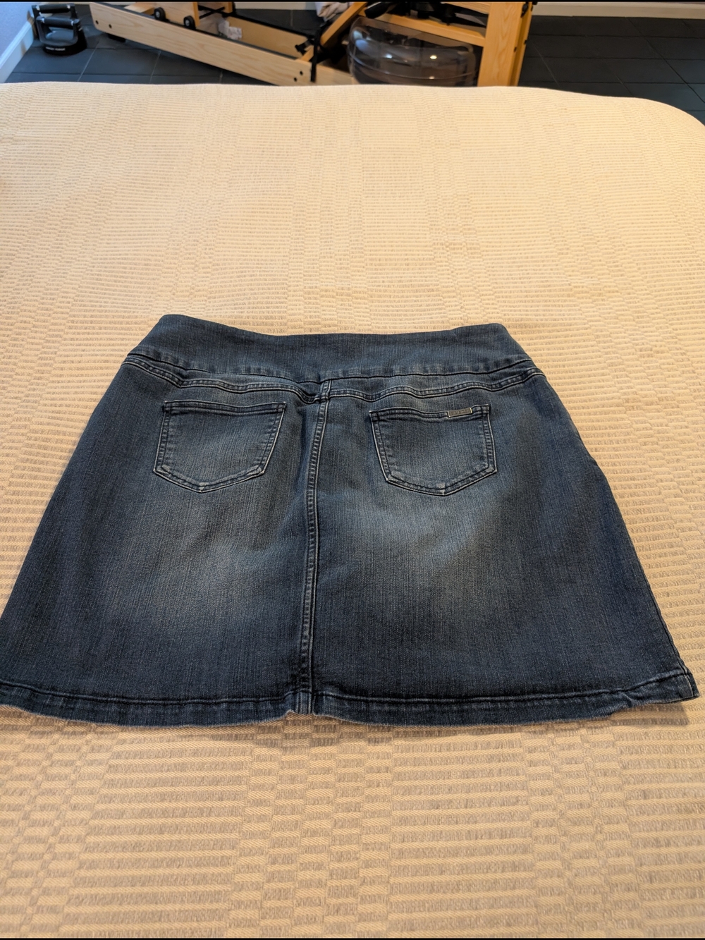 Denim A-Line Mini Skort, Size L - Picture 4 of 10